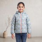 Girls' Light Blue Hooded Puffer Jacket, Light Blue, small
