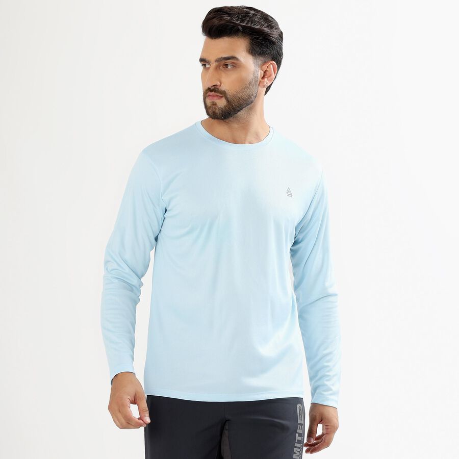 Men's Light Powder Blue Round Neck Casual T-Shirt, Light Blue, large image number null