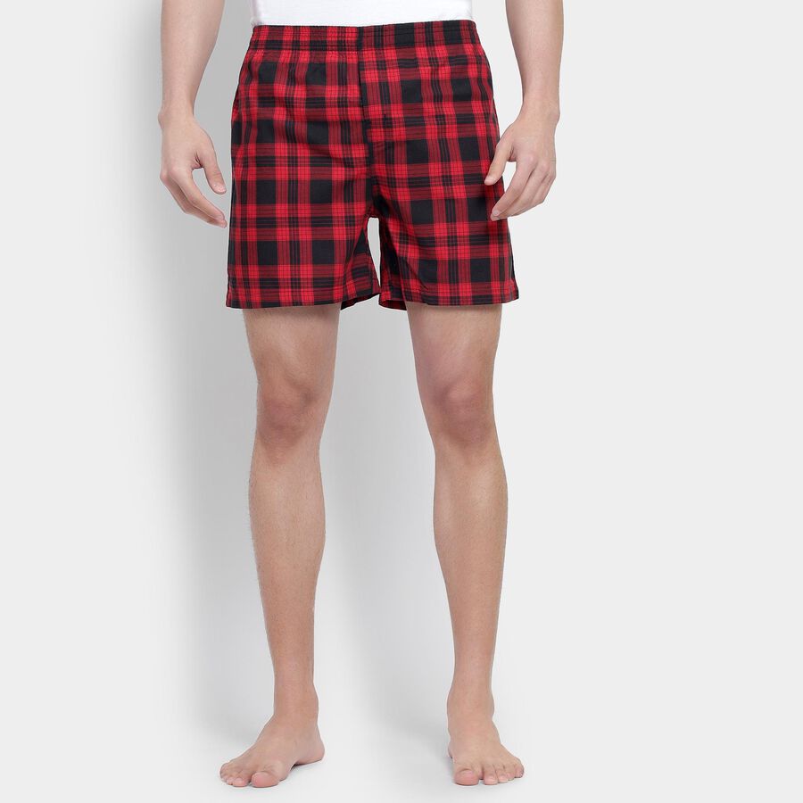 Men's 100% Cotton Boxers, Red, large