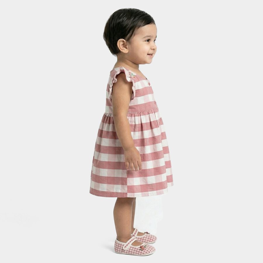 Infants' Pink Cotton Casual Frock, Light Pink, large