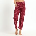 Ladies' Deep Maroon Star Printed Relaxed Fit Pyjama, Maroon, small image number null