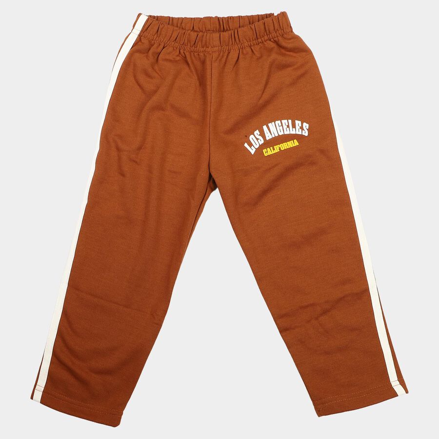 Boys Brown Straight Fit Graphic Printed Pyjama, Brown, large