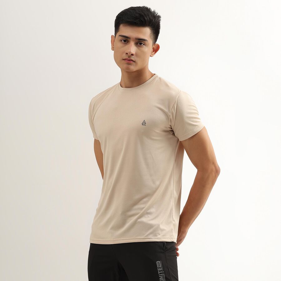 Men's Light Beige Crew Neck Drifit Tee Shirt, Beige, large image number null