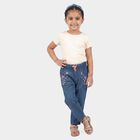 Girls Blue Straight Fit Embroidered Jeans, Mid Blue, small