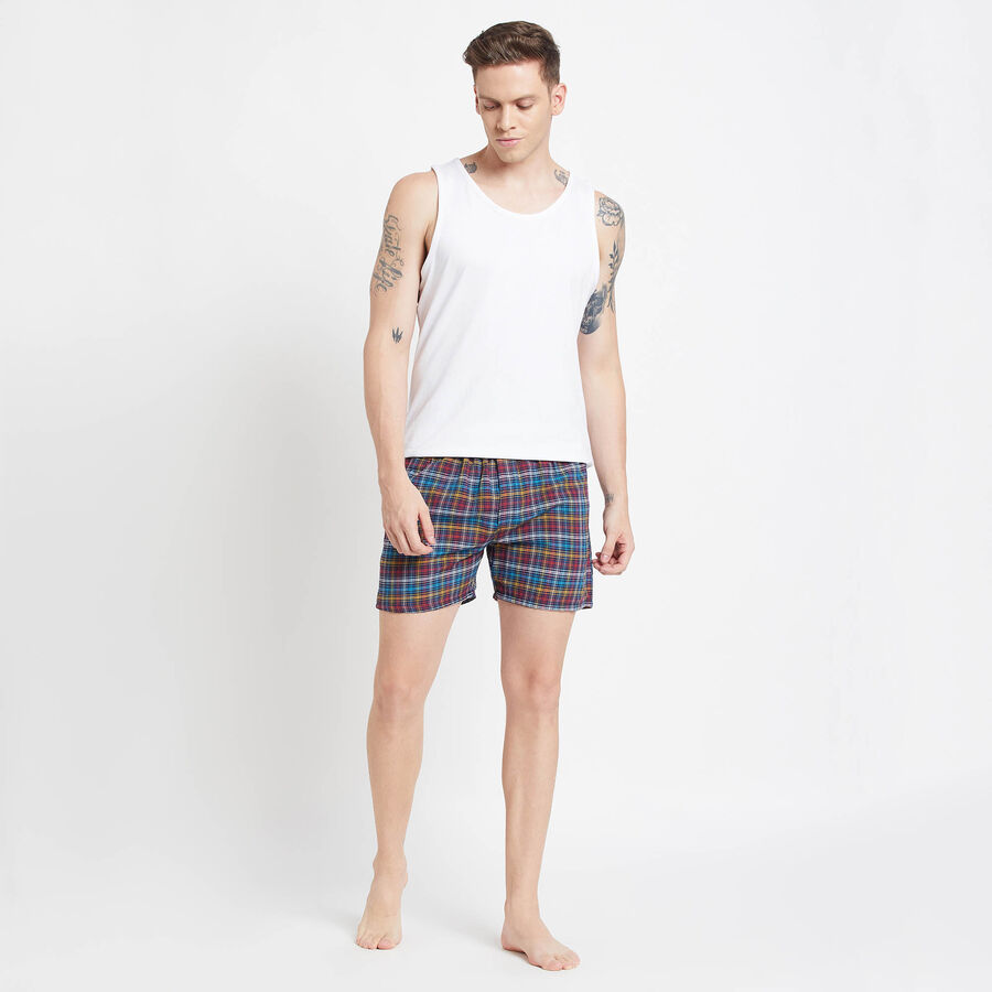 Checks Inner Elastic Boxers, Dark Blue, large image number null