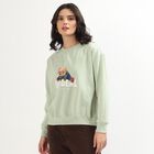 Women's Light Sage Green Crew Neck Casual Sweatshirt, हल्का हरा, small image number null