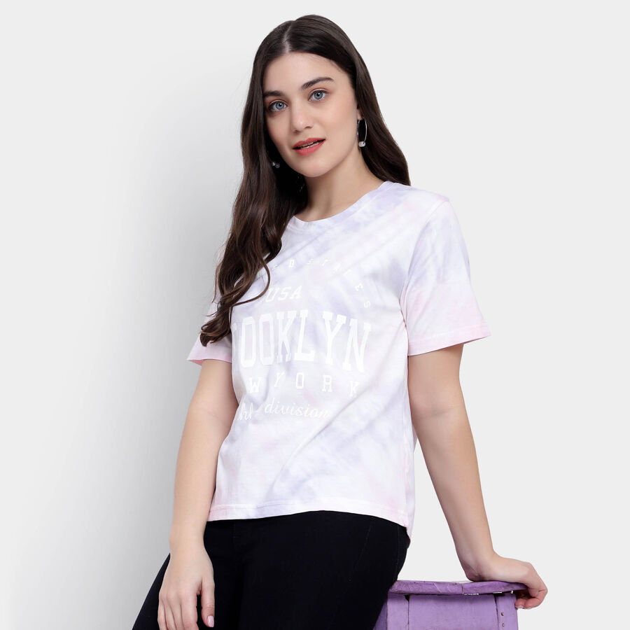 Cotton Round Neck T-Shirt, Lilac, large image number null