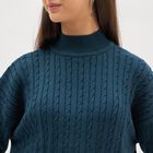 Women's Deep Teal High Neck Classic Pullover, टील ब्लू, small image number null