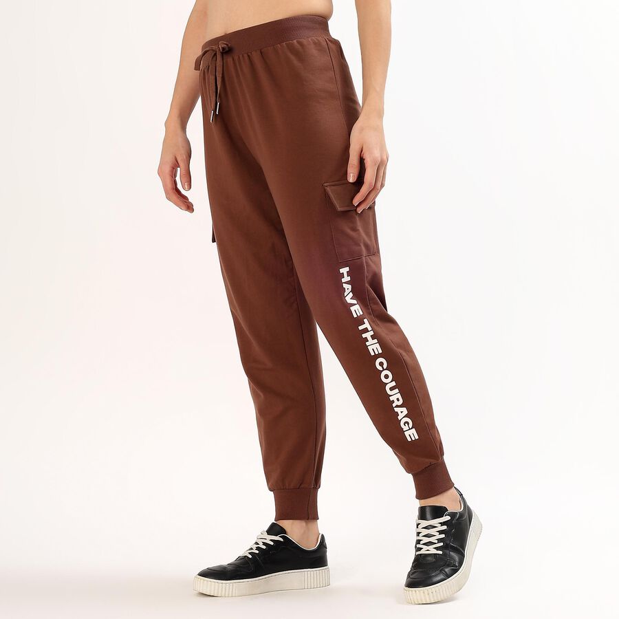 Women's Rich Mocha Brown Cargo Jogger Fit Track Pants, Brown, large