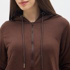 Women's Dark Chocolate Hooded Casual Sweatshirt, Brown, small image number null