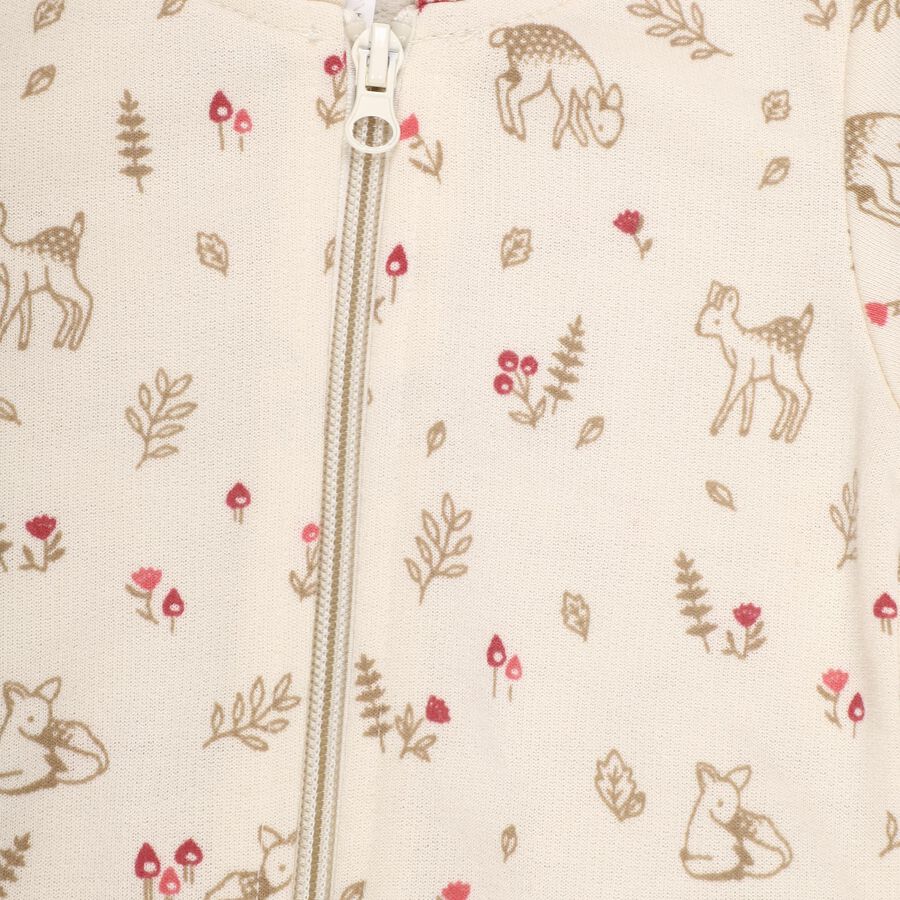 Infants Muted Cream Hoodie Casual Style Jump Suit, ऑफ व्हाइट, large image number null