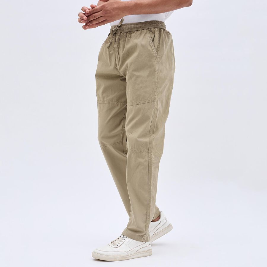 Men's 100% Cotton Cargo Track Pants, Beige, large image number null