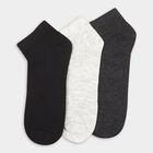 Men's Jet Black and Charcoal Gray Cotton Blend Ankle Socks, Melange Light Grey, small image number null