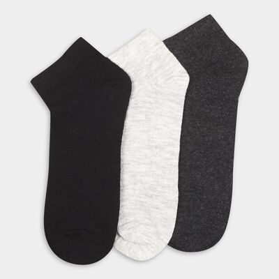 Men's Jet Black and Charcoal Gray Cotton Blend Ankle Socks
