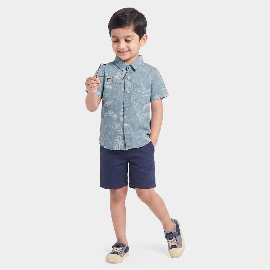 Boys Light Blue Cotton Floral Shirt, Light Blue, large