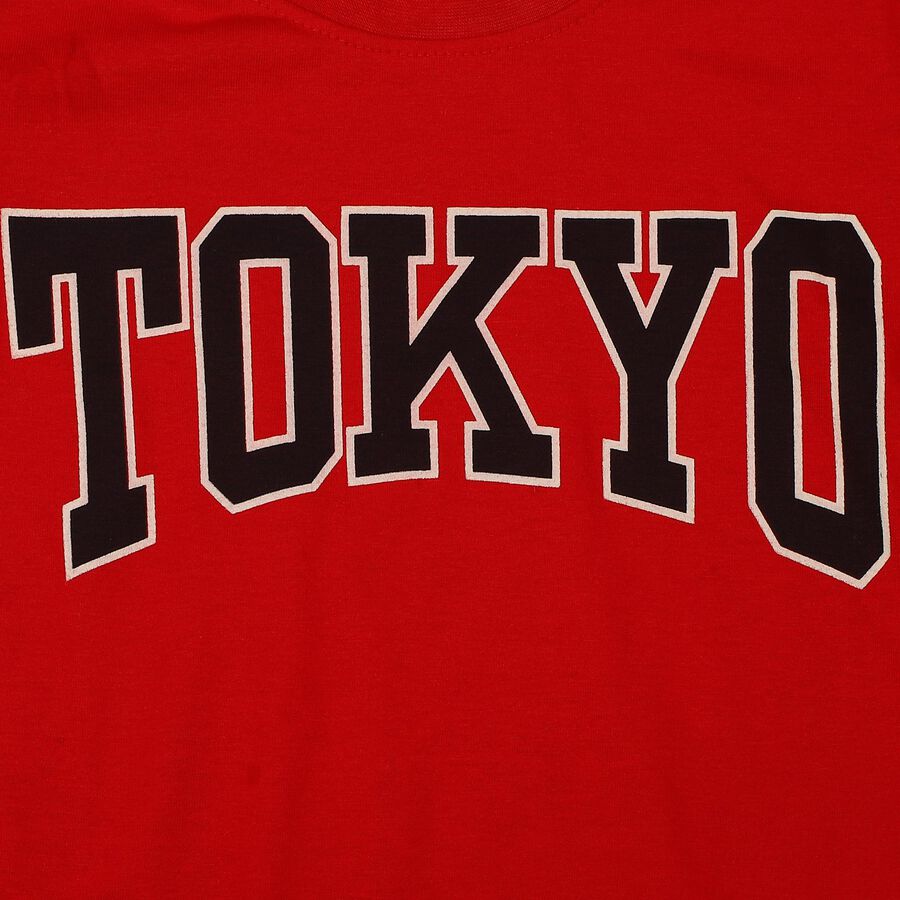 Boys Red Crew Neck Regular Boys T-Shirt, Red, large