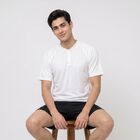 Men's White Henley Neck Henley Drifit T-Shirt, Off White, small