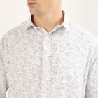 Men's Rich Eggshell White Floral Classic Casual Shirt, White, small image number null