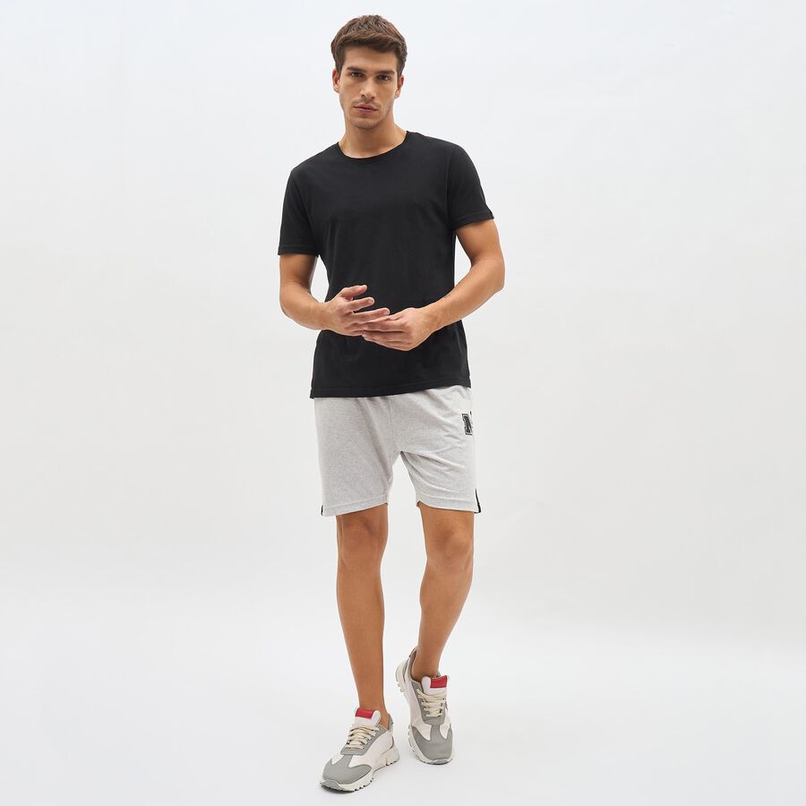 Men's Light Heather Grey Regular Fit Side-Striped Bermuda Shorts, मिश्रित हल्का ग्रे, large image number null
