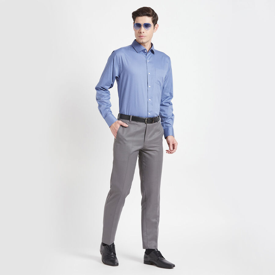 Cotton Printed Formal Shirt, Mid Blue, large image number null