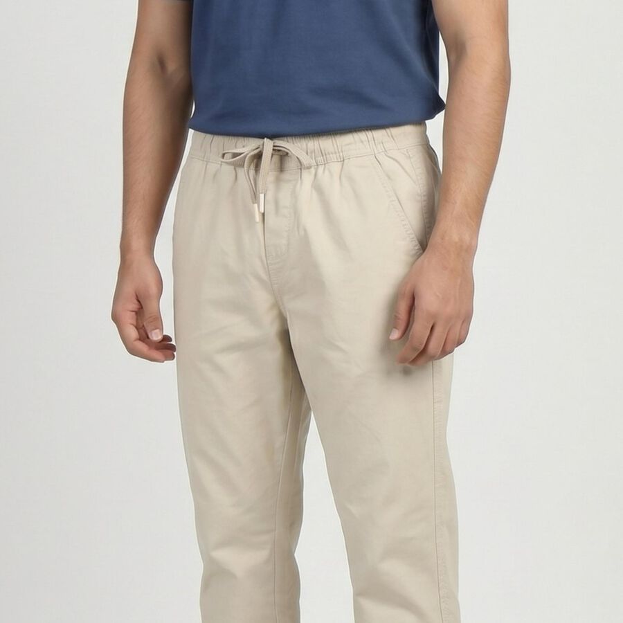 Men's Silver Slim Fit Casual Trousers, सिल्वर, large