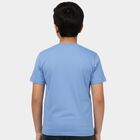 Boys' Navy Blue Round Neck Graphic Printed Casual T-Shirt, Mid Blue, small