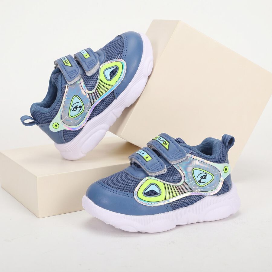 Boys' Blue Velcro Sneakers, नीला, large