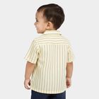 Infants Cream Cotton Half Sleeve Camp Collar Casual Shirt, Off White, small