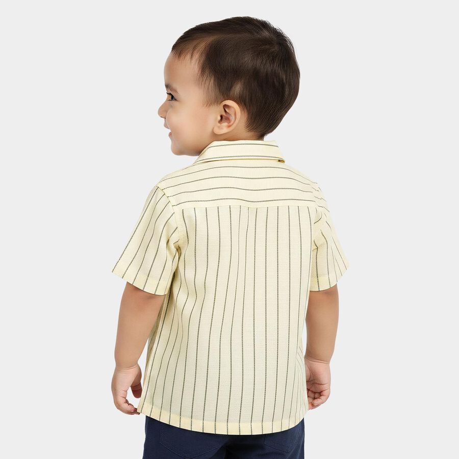 Infants Cream Cotton Half Sleeve Camp Collar Casual Shirt, Off White, large