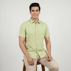 Men's Green Cotton Casual Shirt, हल्का हरा, small