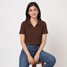 Women Brown Polo Neck Polo T-Shirt, भूरा, small
