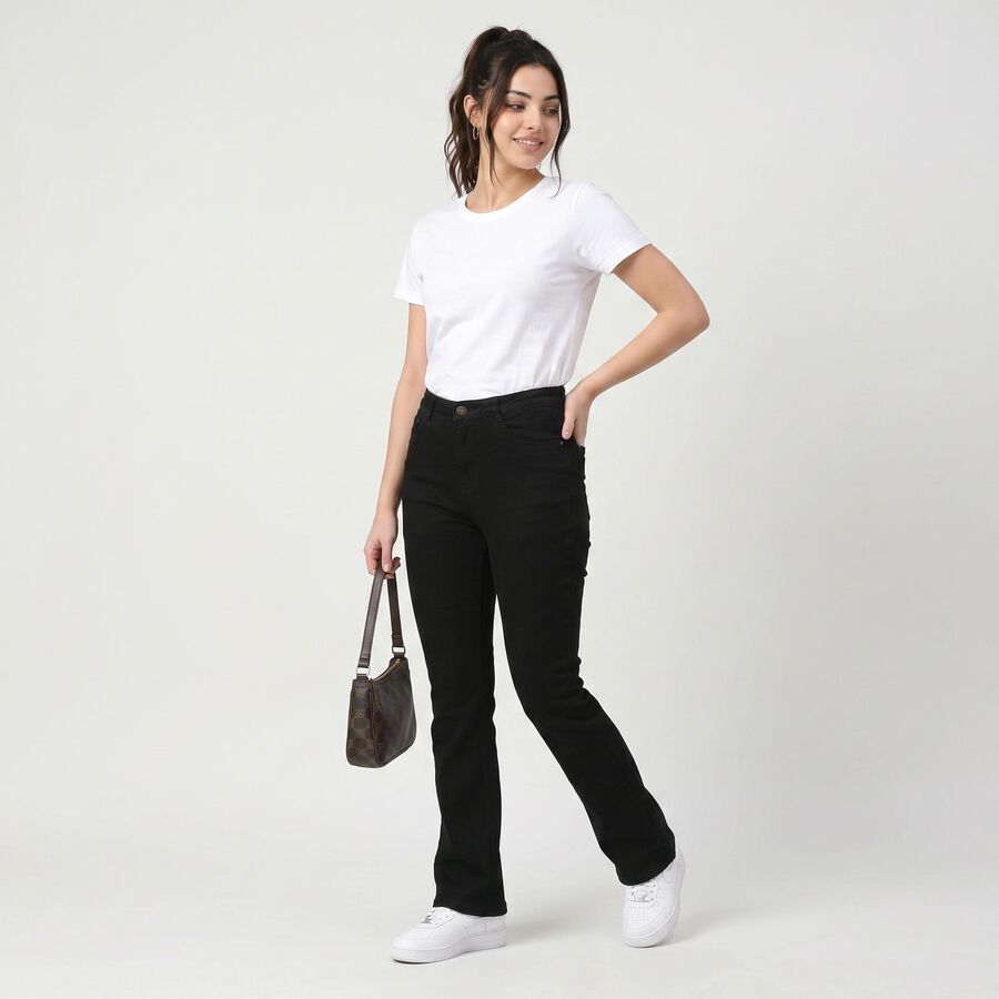 Women's Black Bootcut Fit Jeans, Black, large