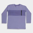 Boys' Muted Lavender Purple Cotton Crew Neck Casual T-Shirt, बैंगनी, small image number null