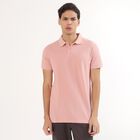 Men's Light Pink Polo Collar Casual T-Shirt, Light Pink, small