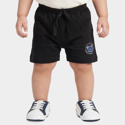 Infants' Black Regular Fit Printed Half Pant