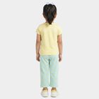 Girls Yellow Cotton Round Neck T Shirt and Capri Set, Yellow, small