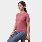 Women's Pink Round Neck Graphic Print T-Shirt, Pink, small