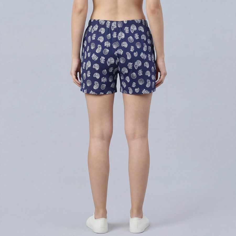 Women's Navy Blue Regular Fit Drawstring Shorts, Dark Blue, large