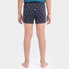 Boys Navy Blue Regular Fit Printed Trunks, नेवी ब्लू, small