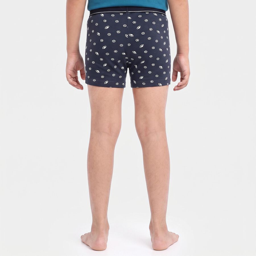 Boys Navy Blue Regular Fit Printed Trunks, नेवी ब्लू, large