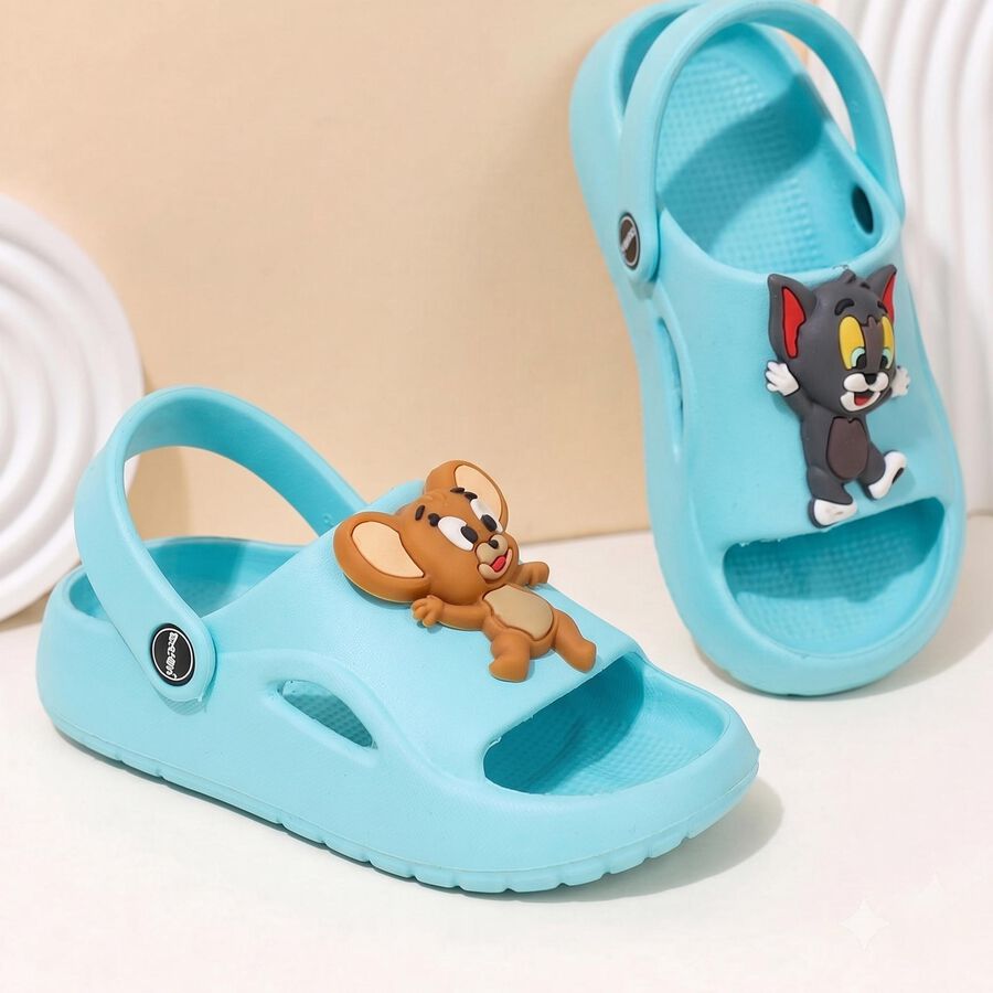 Boys Blue Slip-On Slide Sandals, Blue, large