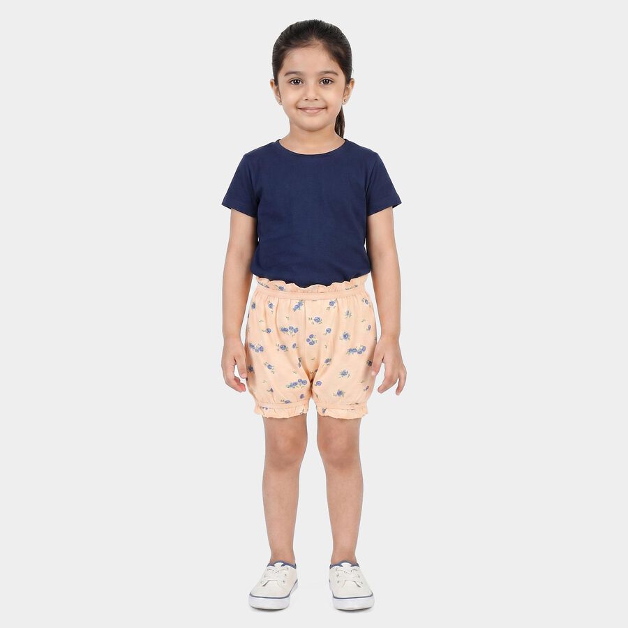 Girls Peach Classic Fit Floral Bloomer Shorts, Peach, large