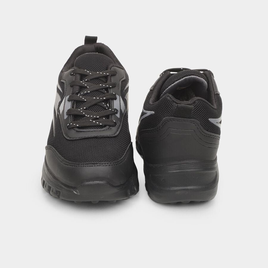 Men's Lace-Up Sports Shoes, काला, large image number null