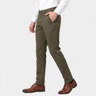Men's Olive Green Slim Fit Chino Trousers, ओलिव, small