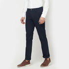 Solid Slim Fit Trousers, Navy Blue, small image number null