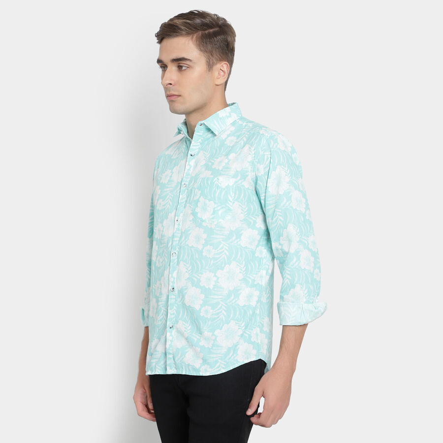 Cotton Printed Casual Shirt, Light Green, large image number null