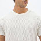 Men's Rich Eggshell White Round Neck Casual T-Shirt, Off White, small image number null