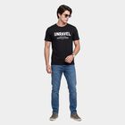 Men's Black Round Neck Regular Graphic Print T-Shirt, काला, small
