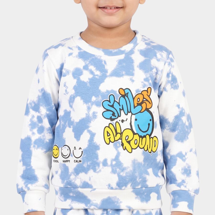 Boys Light Blue Crew Neck Graphic Print Baba Suit, Light Blue, large