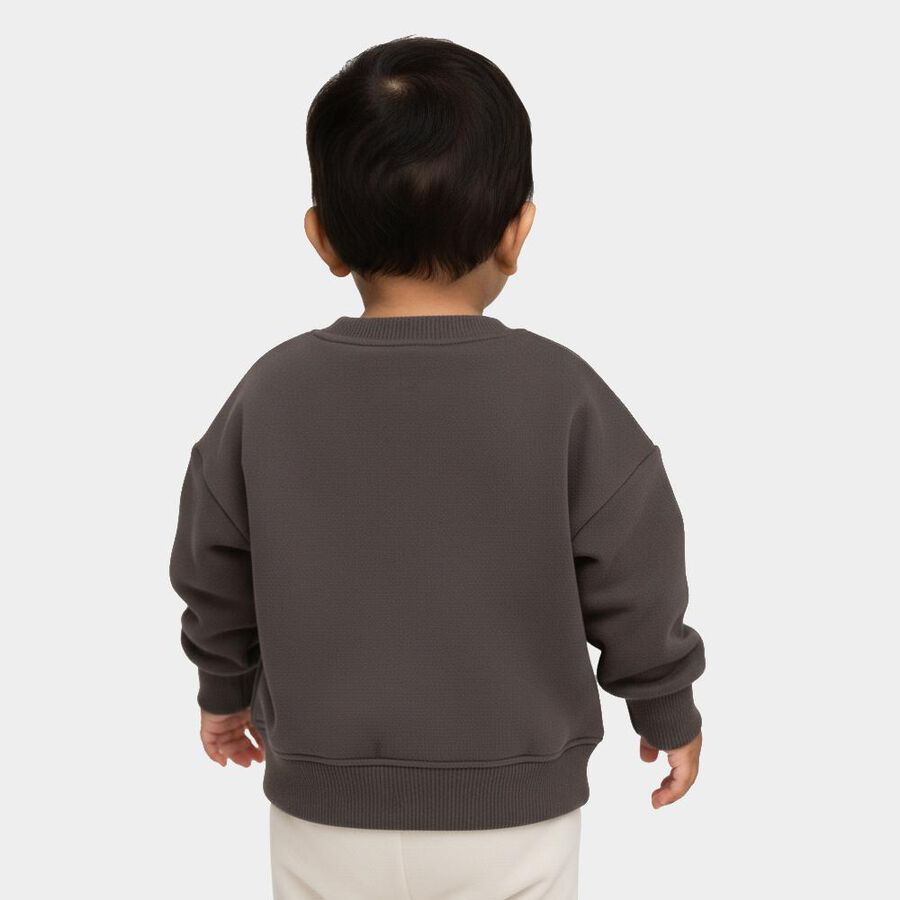 Infants Dark Charcoal Crew Neck Casual Sweatshirt, चारकोल, large image number null